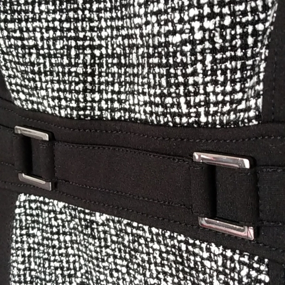 Whitehouse Blk Mkt Corpcore Career Casual DRESS Black White Tweed Boucle Size 4 - Picture 6 of 10